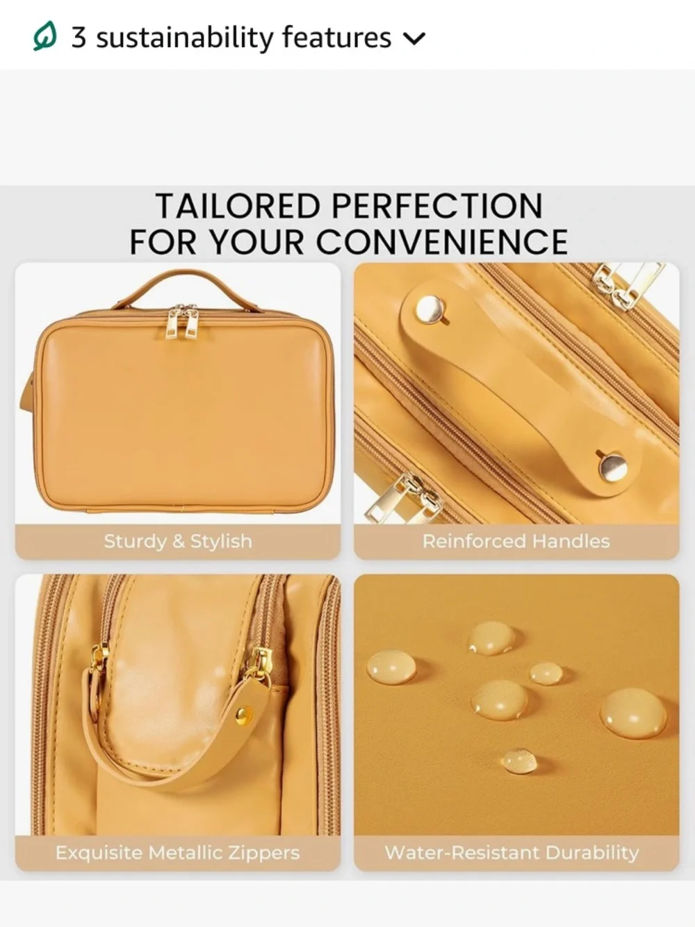 Travel Cosmetic Bag Organizer in Camel Brown
